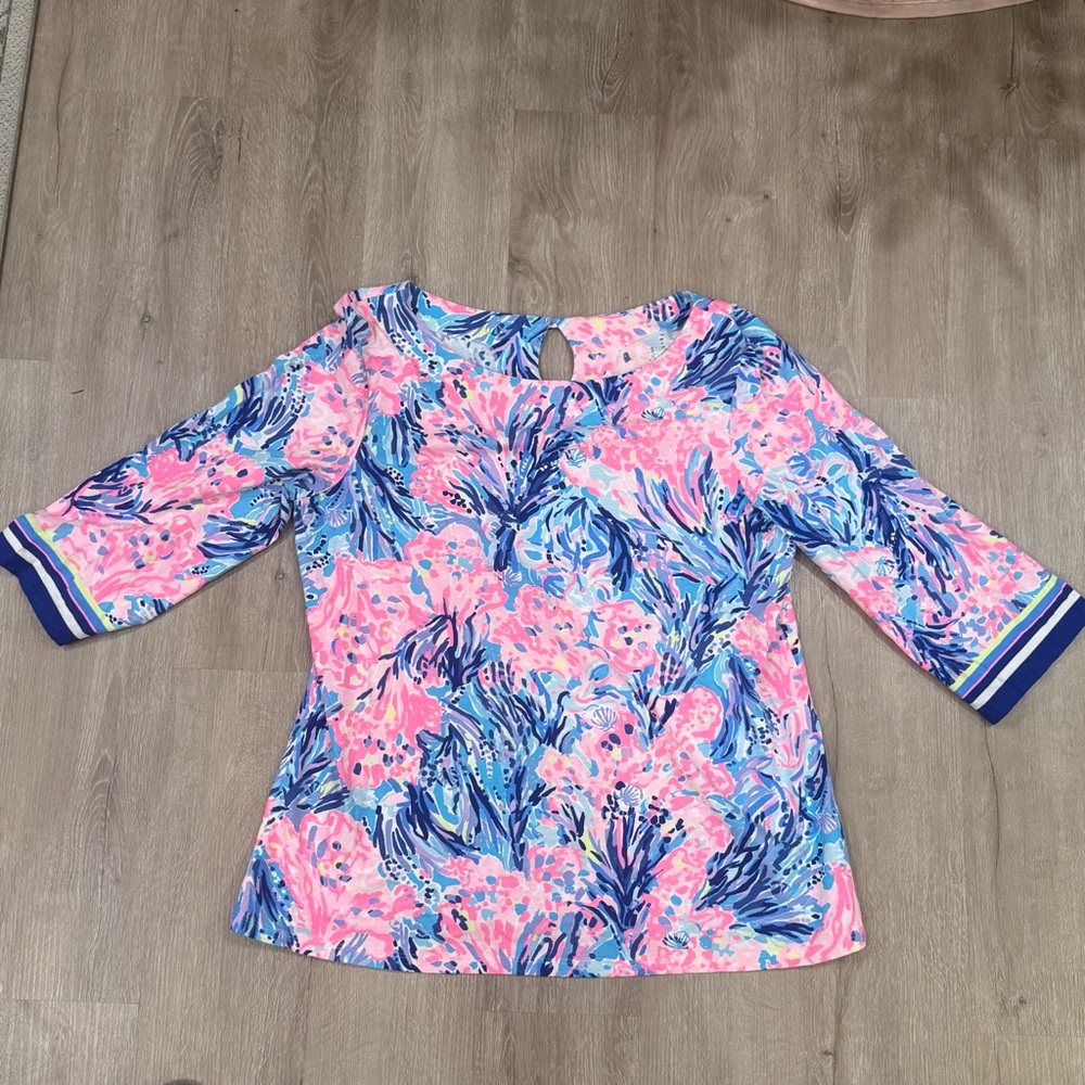 Lilly Pulitzer Waverly Top in Lapis Lazuli Horseshoe Bay Size XL